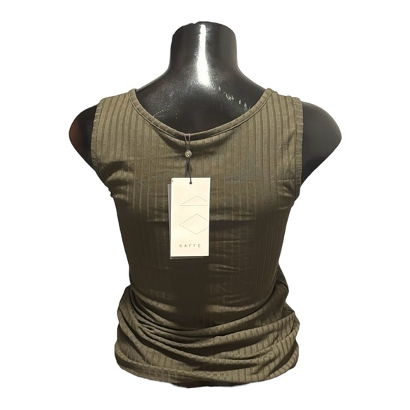 NWT | Half Button Ribbed Tank Top | Kaffe | Army Green | Ladies Small - Picture 8 of 9